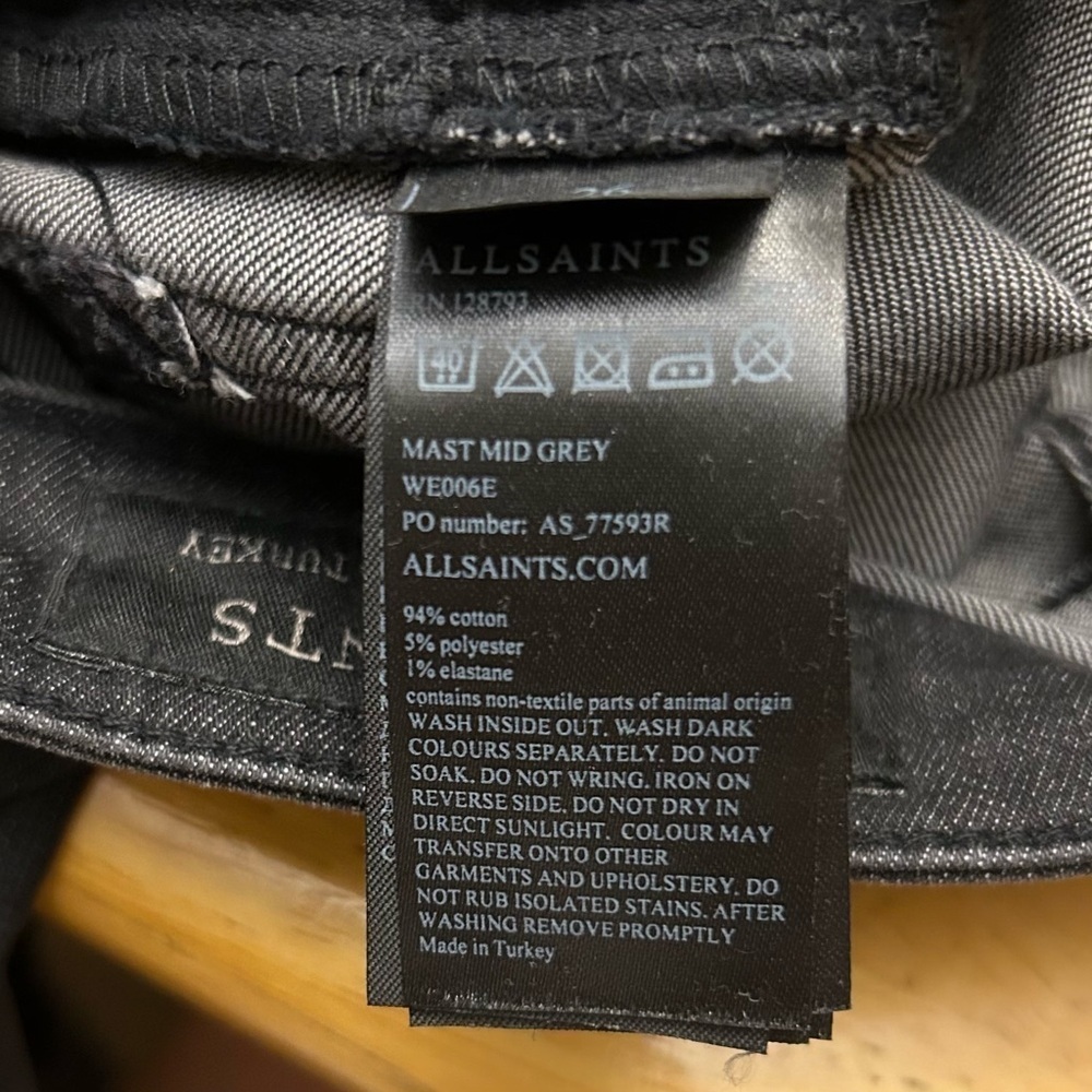ALL SAINTS “Mast” Skinny Fit Low Rise Super Stretch NWT - Picture 6 of 6